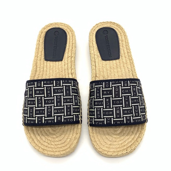 NIB TORY BURCH Tory Ribbon Espadrille Slide - Picture 3 of 6